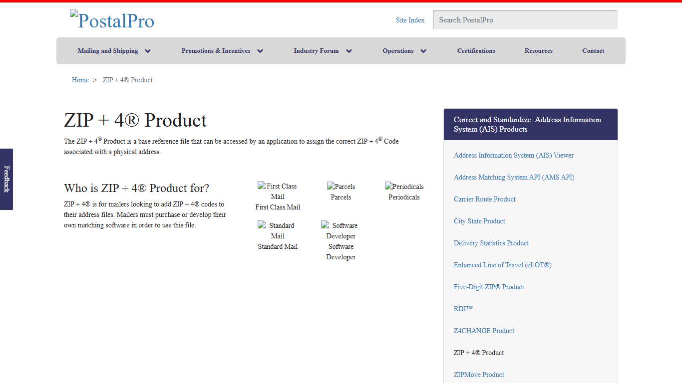 ZIP + 4® Product PostalPro